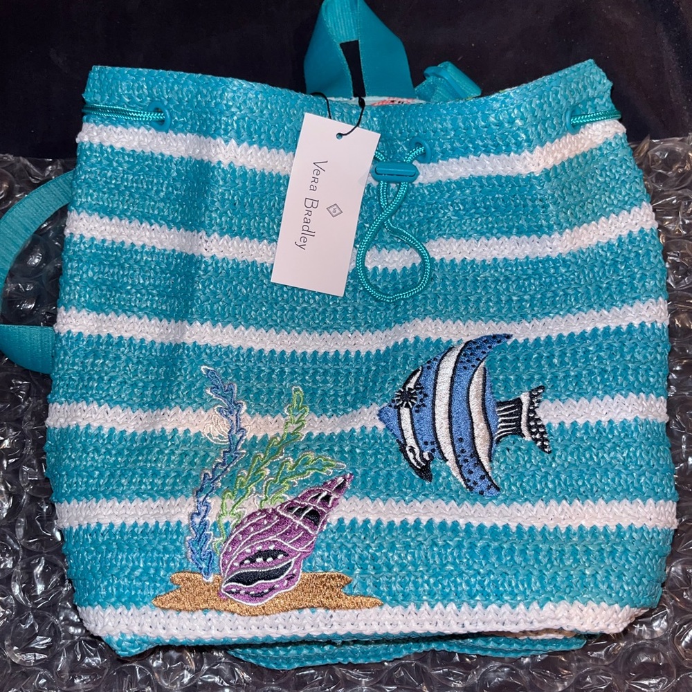 Vera Bradley Straw Drawstring Bag